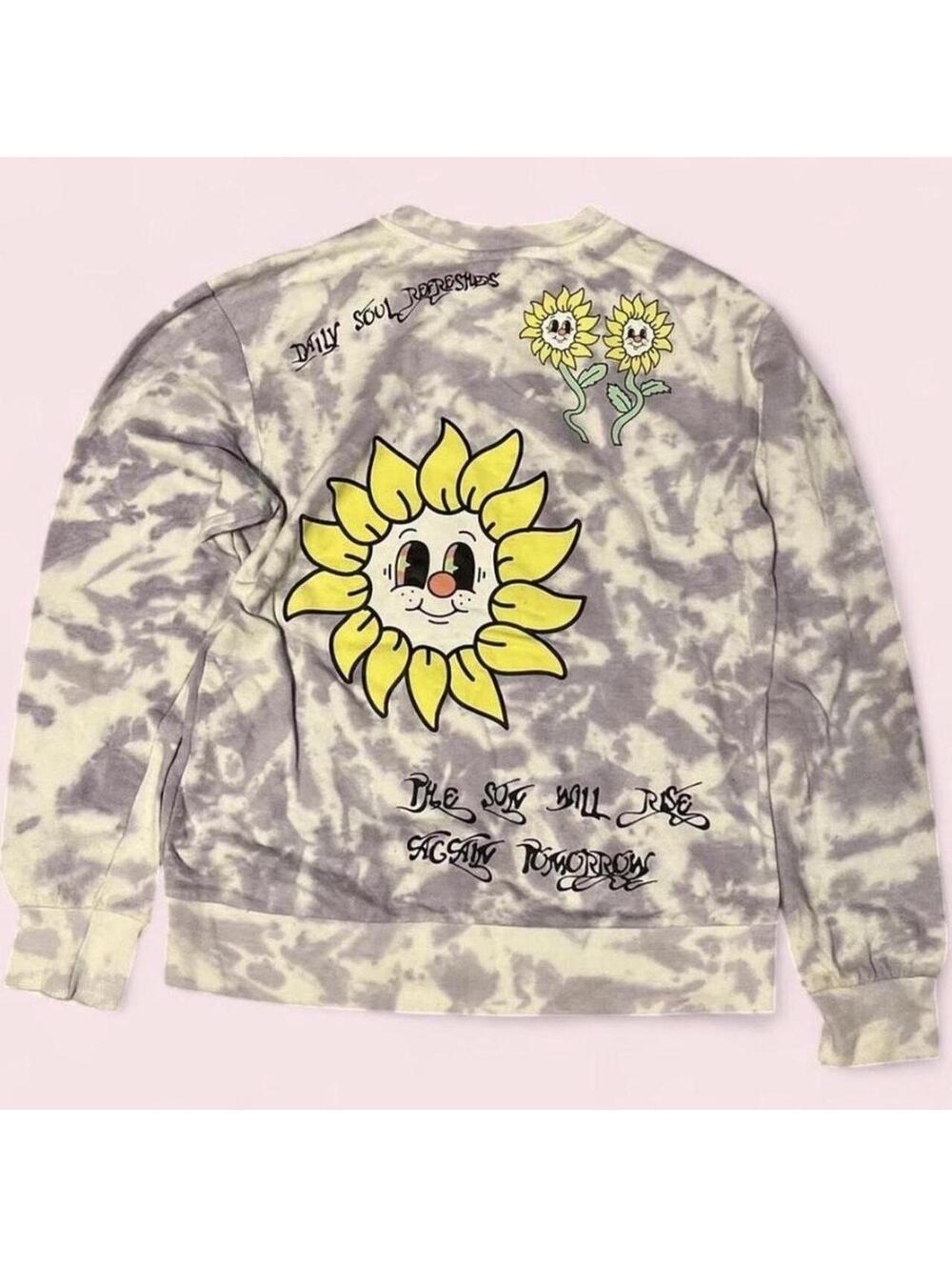 S women streetwear light Purple n white tie-dye long sleeve